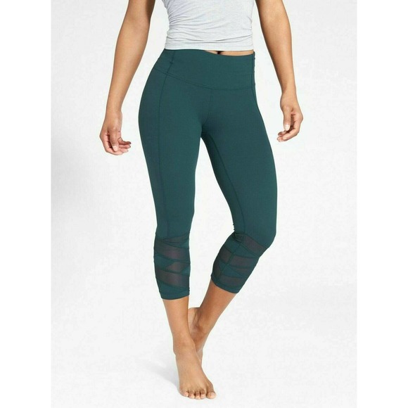 Athleta Pants - ATHLETA | sz XS Women's Abyss Teal Mesh Bottom Lightweight Mantra Yoga Capris